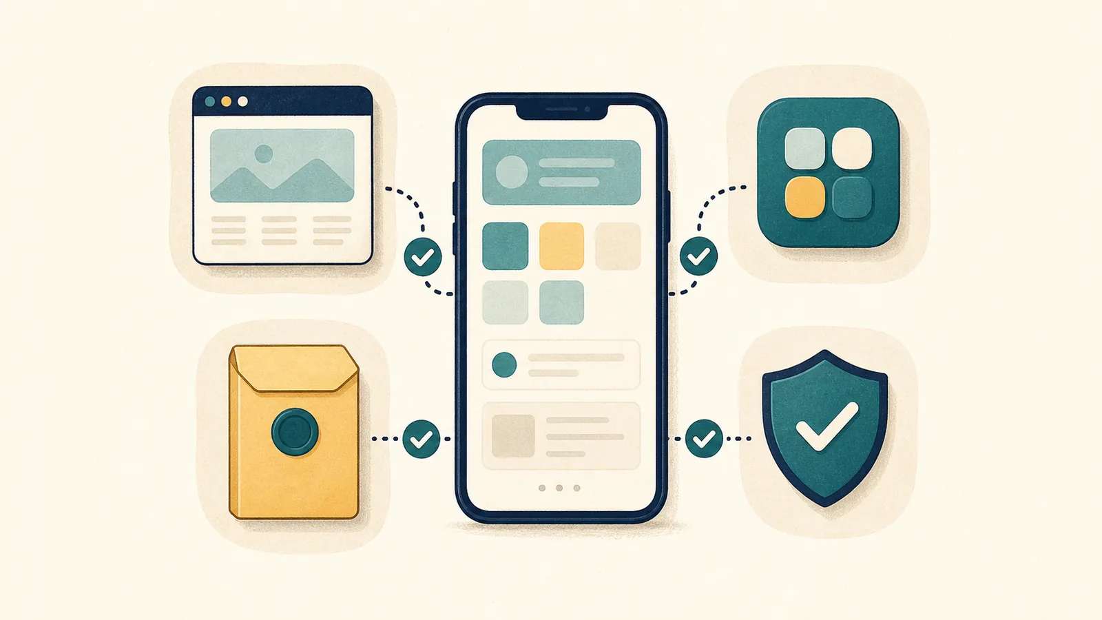 Comparação entre navegador móvel, aplicativo e arquivo APK